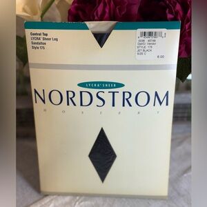Vtg Nordstrom Control Top Lycra Sheer Leg Hosiery‎ Style 175. Jet Black Size C